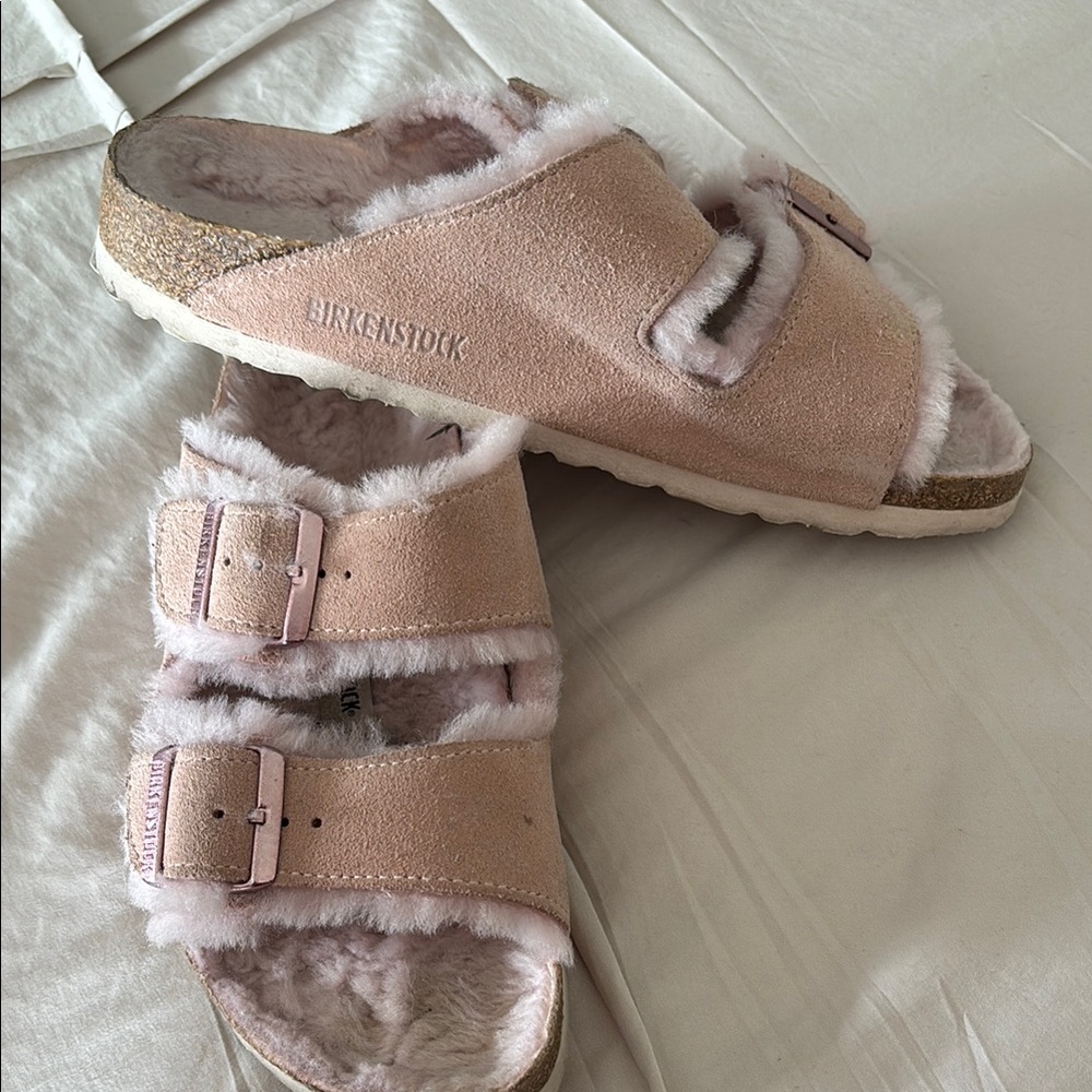 Birkenstock Pink Fuzzy Sandals